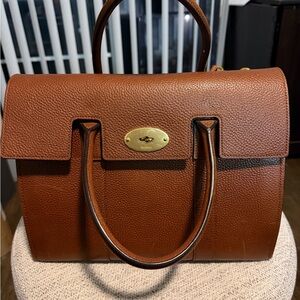 Mulberry Tan Leather Tote with Gold Hardware